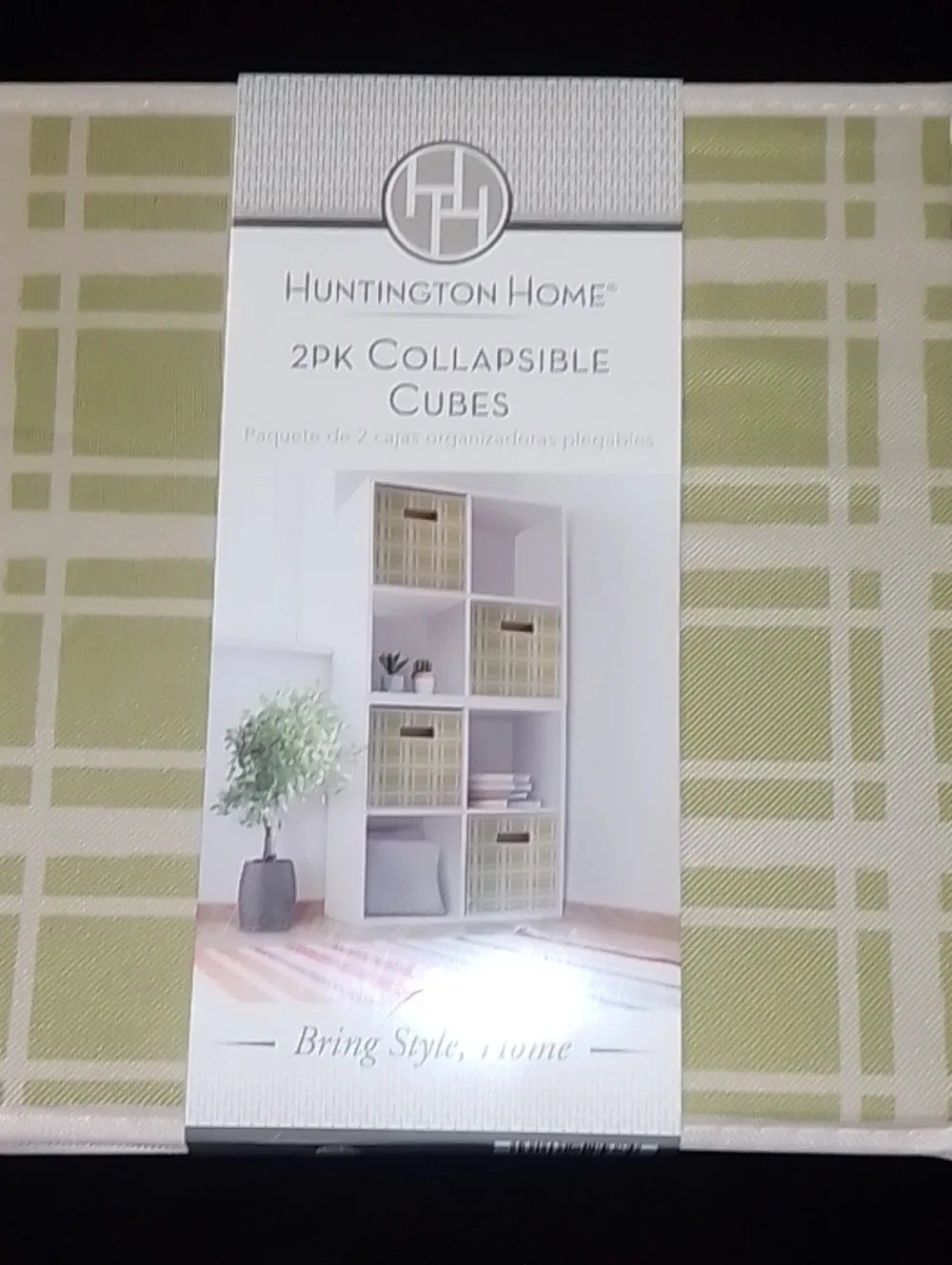 Huntington Home Green Plaid Collapsible Storage Cubes - 2 Pack